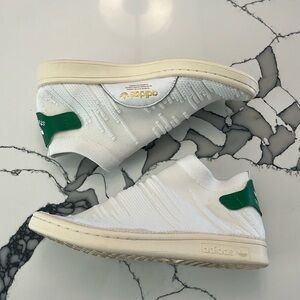 Adidas Stan Smith Sock Primeknit White Green Sneakers, Size 6